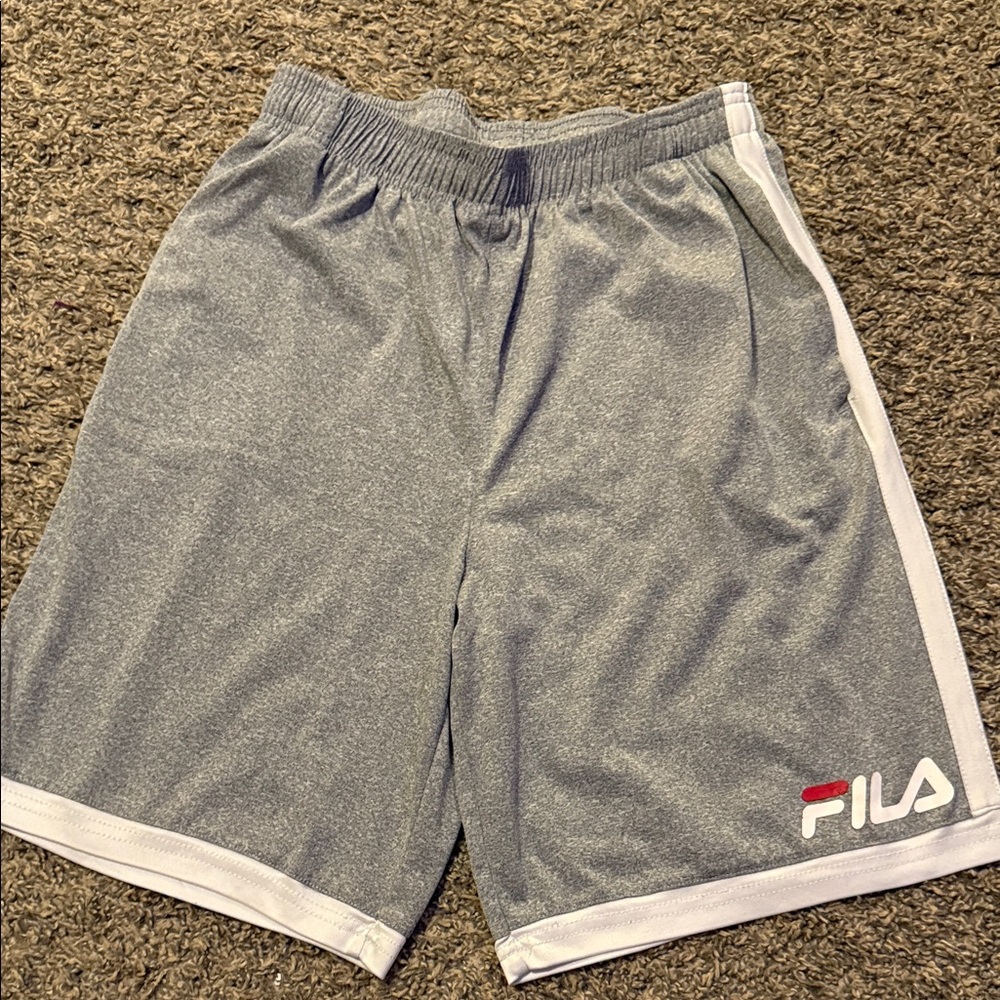 Fila Boys’ Athletic Shorts in Gray and White